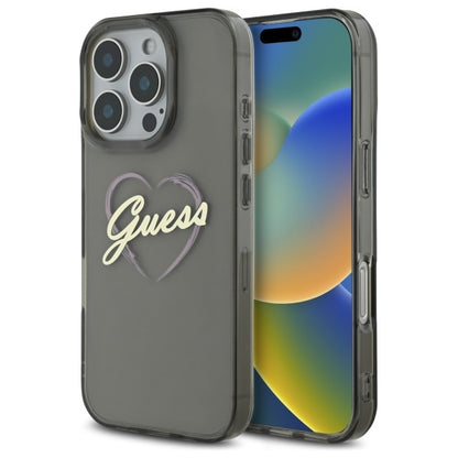 Hülle für Apple iPhone 16 Pro Max, Guess, IML Heart, Schwarz