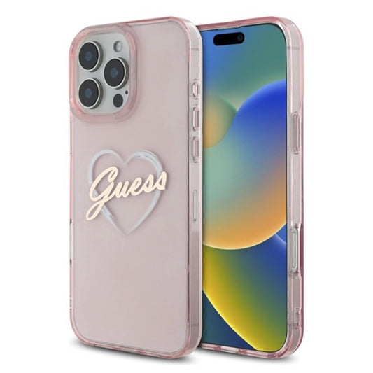 Hülle für Apple iPhone 16 Pro Max, Guess, IML Heart, Rosa