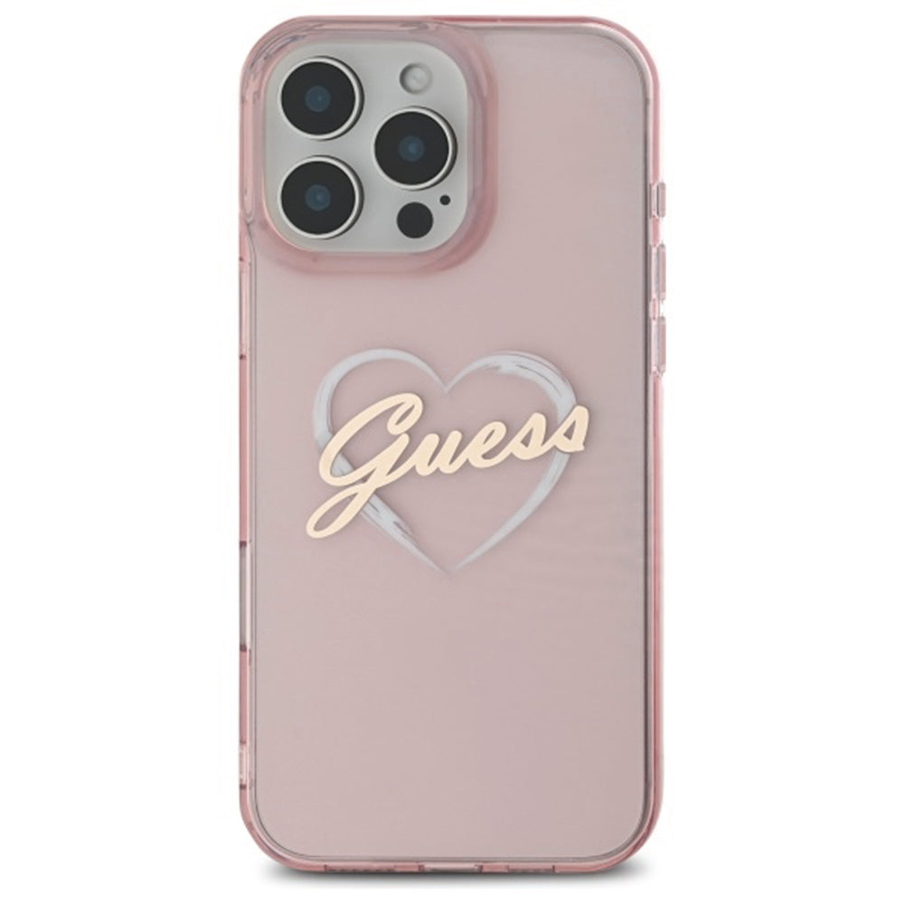 Hülle für Apple iPhone 16 Pro Max, Guess, IML Heart, Rosa