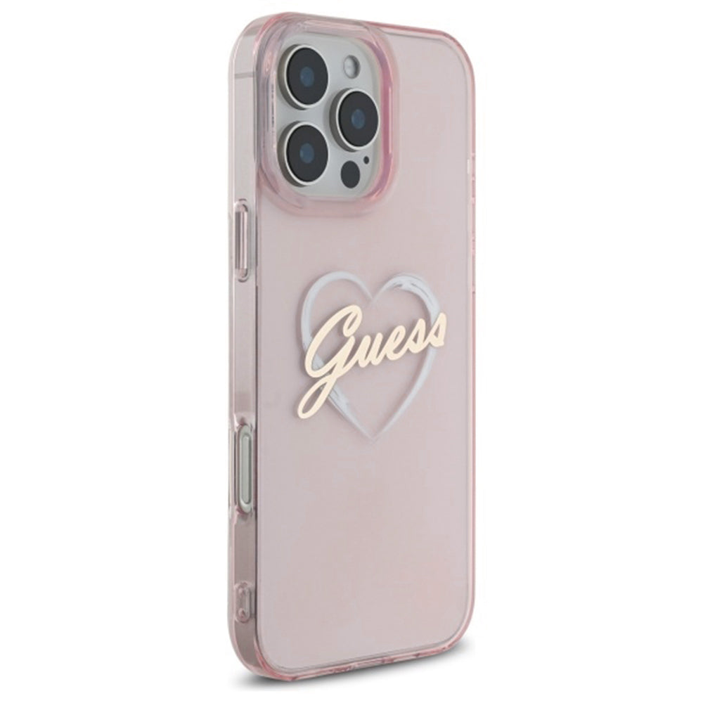 Hülle für Apple iPhone 16 Pro Max, Guess, IML Heart, Rosa