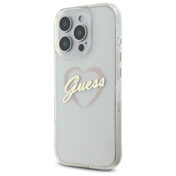 Hülle für Apple iPhone 16 Pro Max, Guess, IML Heart, Transparent