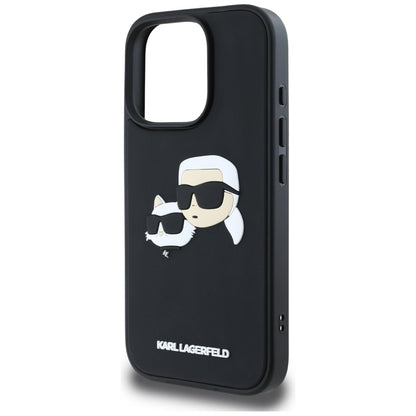 Hülle für Apple iPhone 16 Pro Max, Karl Lagerfeld, 3D Rubber Karl & Choupette, Schwarz