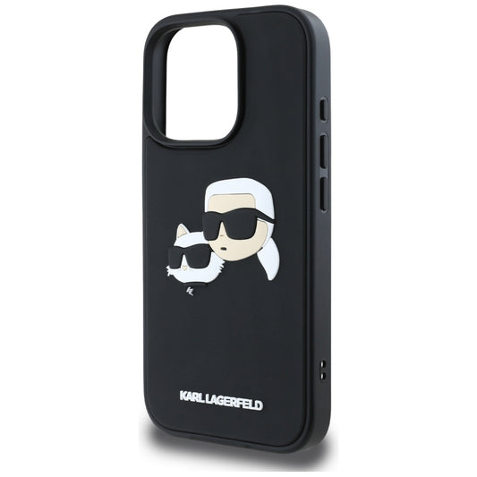Hülle für Apple iPhone 16 Pro Max, Karl Lagerfeld, 3D Rubber Karl & Choupette, Schwarz