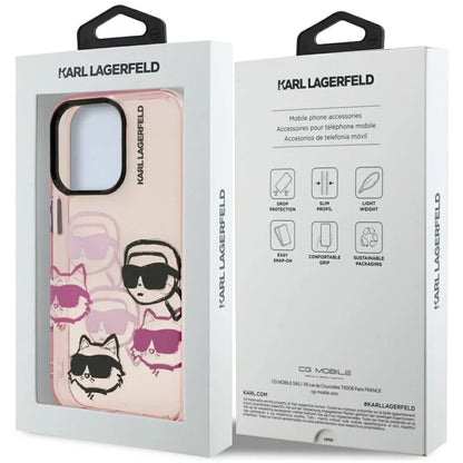 Case for Apple iPhone 16 Pro Max, Karl Lagerfeld, IML Luxury Multi Head Pattern, Pink