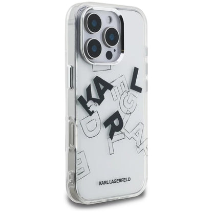 Hülle für Apple iPhone 16 Pro Max, Karl Lagerfeld, IML Sketched Graphic Logo, Transparent