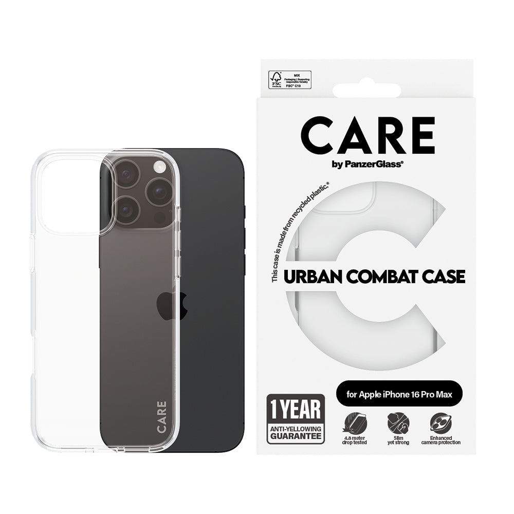 Hülle für Apple iPhone 16 Pro Max, PanzerGlass, Care Urban Combat, Transparent