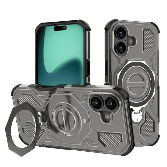 Hülle für Apple iPhone 16, Techsuit, Carbon Shield Pro, Rauchgrau