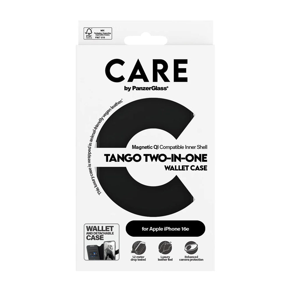 Hülle für Apple iPhone 16e, PanzerGlass, Care Feature Tango Two-in-One, Schwarz