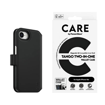 Hülle für Apple iPhone 16e, PanzerGlass, Care Feature Tango Two-in-One, Schwarz