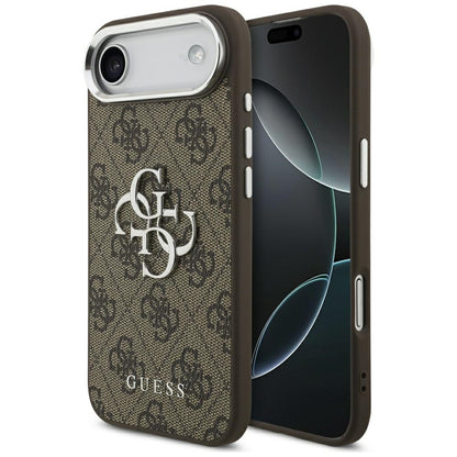 Hülle für Apple iPhone 17 Air, Guess, Big 4G Logo Classic, Braun Silbern