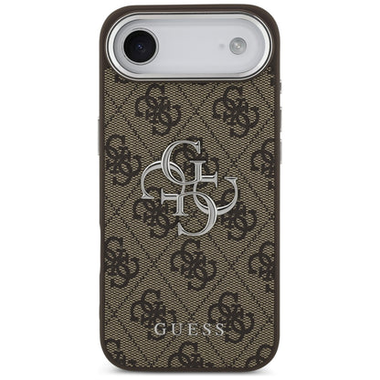 Hülle für Apple iPhone 17 Air, Guess, Big 4G Logo Classic, Braun Silbern