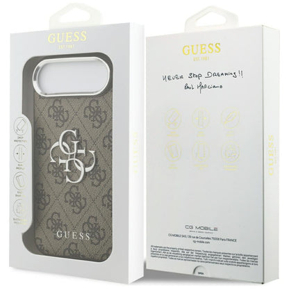 Hülle für Apple iPhone 17 Air, Guess, Big 4G Logo Classic, Braun Silbern
