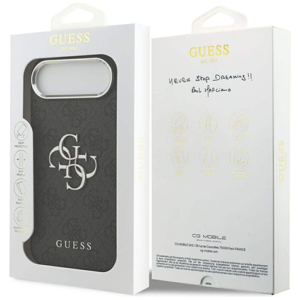 Hülle für Apple iPhone 17 Air, Guess, Big 4G Logo Classic, Schwarz Silbern