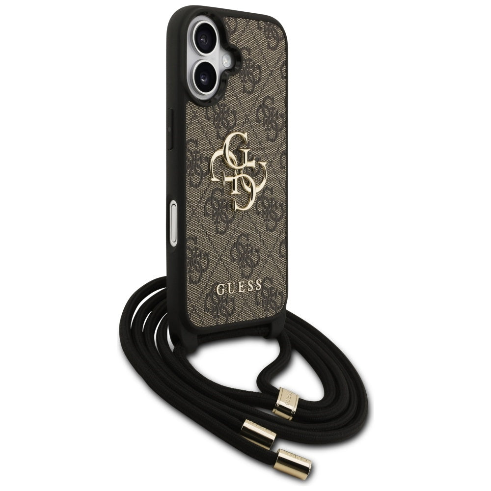 Hülle für Apple iPhone 17, Guess, 4G CBDY Big Logo mit Kordelband, Braun