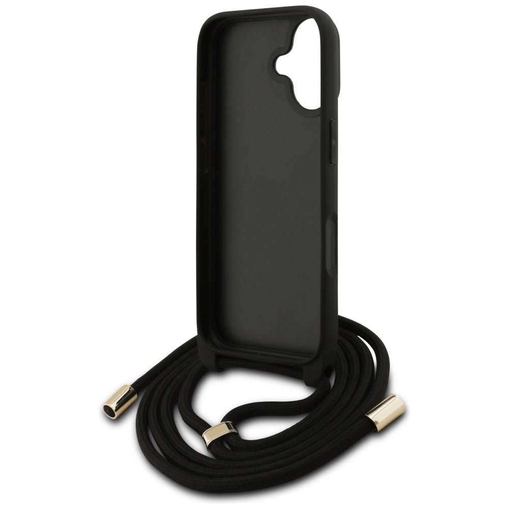 Hülle für Apple iPhone 17, Guess, 4G CBDY Big Logo mit Kordelband, Braun