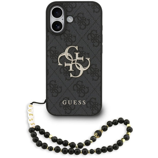 Case for Apple iPhone 17, Guess, 4G Classic Logo with Strap, Black