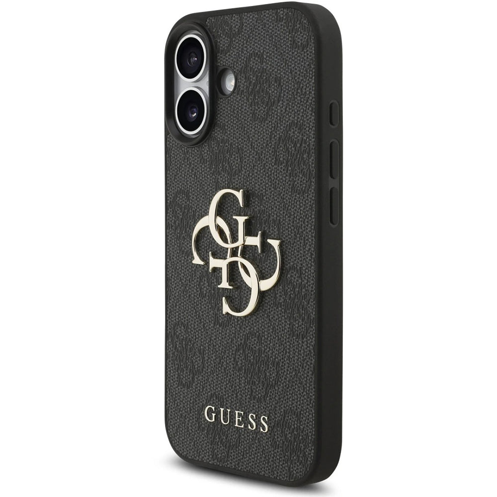 Hülle für Apple iPhone 17, Guess, 4G Classic Logo mit Trageriemen, Schwarz