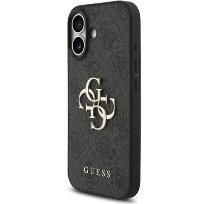 Hülle für Apple iPhone 17, Guess, 4G Classic Logo mit Trageriemen, Schwarz