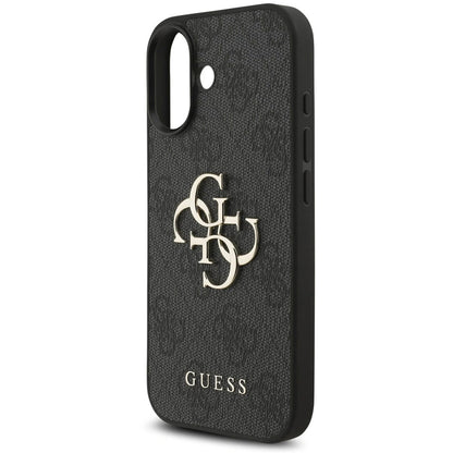 Hülle für Apple iPhone 17, Guess, 4G Classic Logo mit Trageriemen, Schwarz