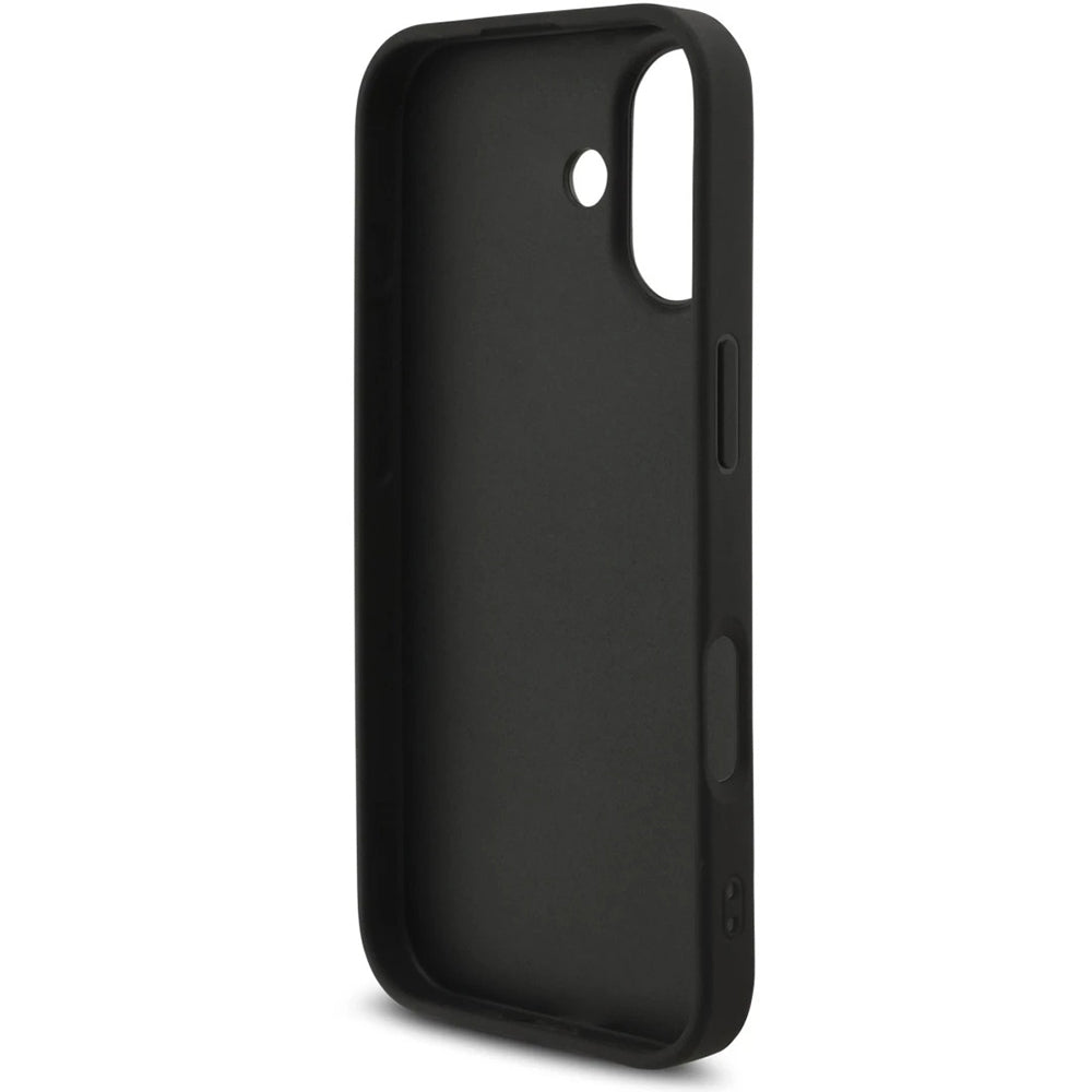 Hülle für Apple iPhone 17, Guess, 4G Classic Logo mit Trageriemen, Schwarz