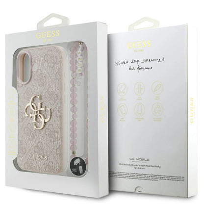 Hülle für Apple iPhone 17, Guess, 4G Classic Logo mit Trageriemen, Rosa