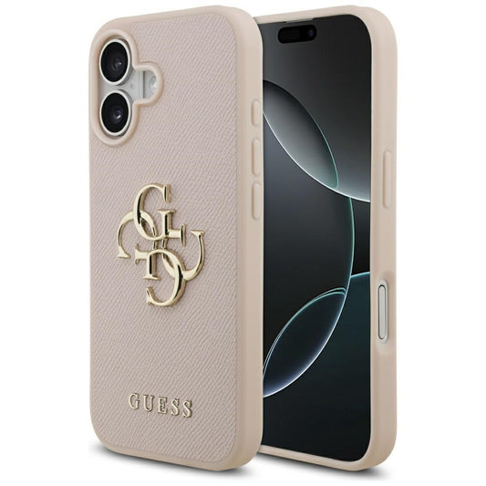 Hülle für Apple iPhone 17, Guess, 4G Grained Big and Classic Logo, Rosa