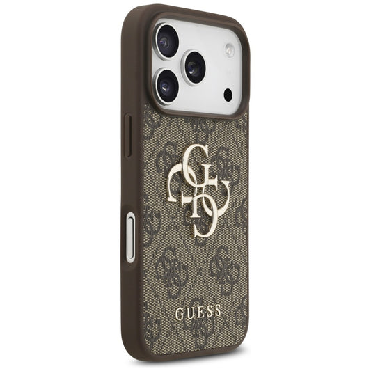 Hülle für Apple iPhone 17 Pro, Guess, 4G Classic Logo mit Perlenriemen, Braun
