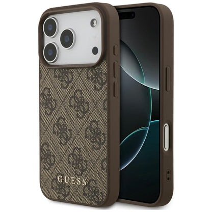 Hülle für Apple iPhone 17 Pro, Guess, 4G Classic, Braun