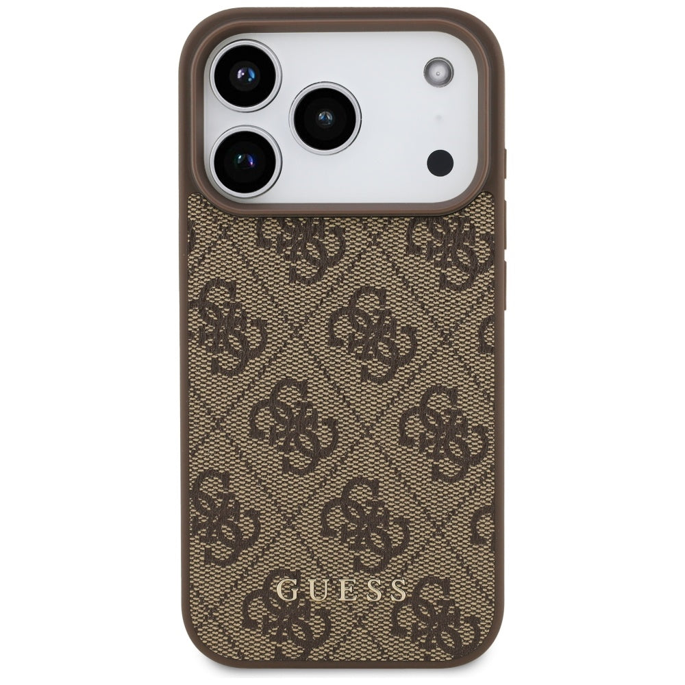 Hülle für Apple iPhone 17 Pro, Guess, 4G Classic, Braun