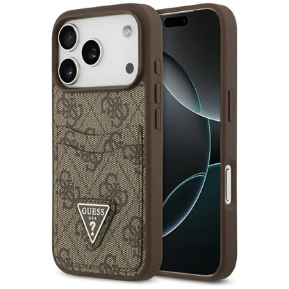 Hülle für Apple iPhone 17 Pro, Guess, 4G Double Card Triangle, Braun