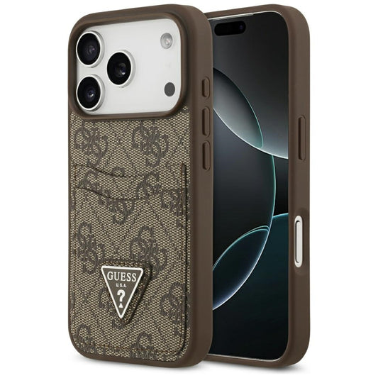 Hülle für Apple iPhone 17 Pro, Guess, 4G Double Card Triangle, Braun
