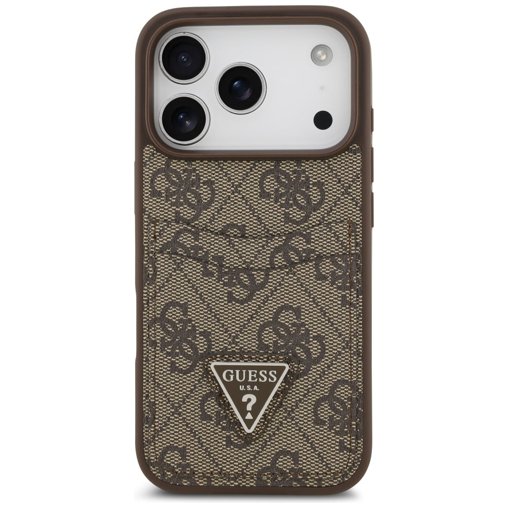 Hülle für Apple iPhone 17 Pro, Guess, 4G Double Card Triangle, Braun