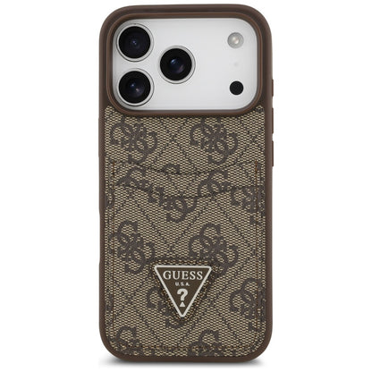 Hülle für Apple iPhone 17 Pro, Guess, 4G Double Card Triangle, Braun