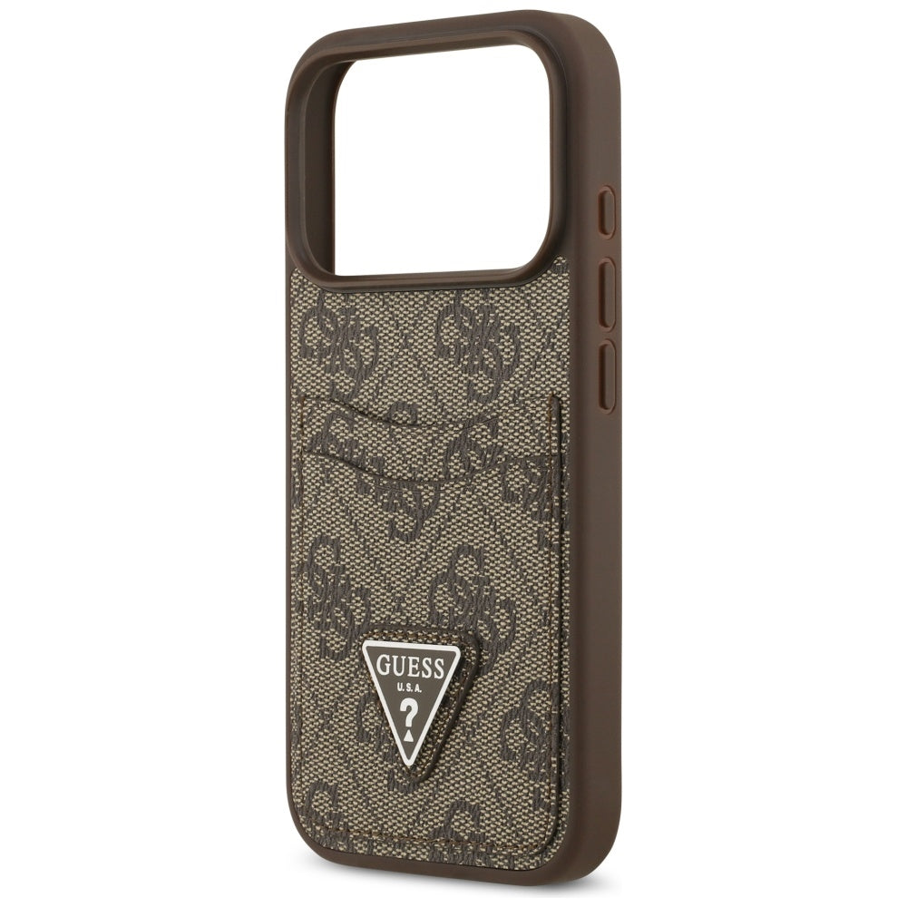 Hülle für Apple iPhone 17 Pro, Guess, 4G Double Card Triangle, Braun