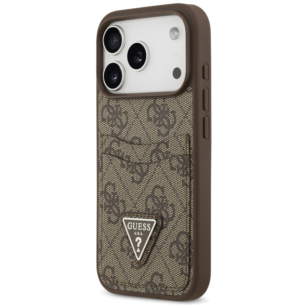 Hülle für Apple iPhone 17 Pro, Guess, 4G Double Card Triangle, Braun