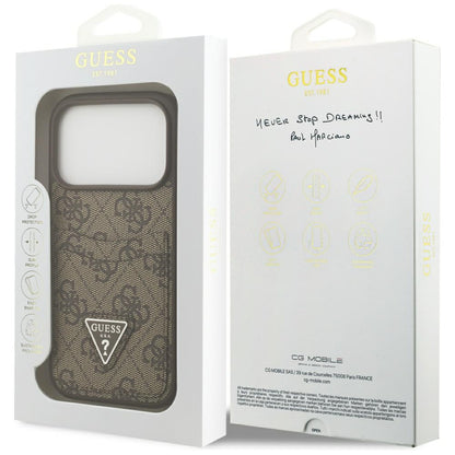 Hülle für Apple iPhone 17 Pro, Guess, 4G Double Card Triangle, Braun