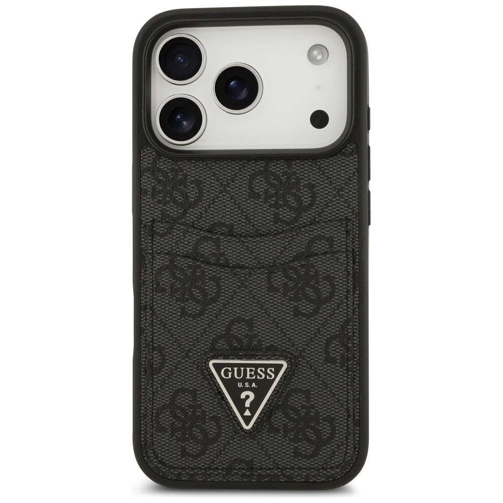 Hülle für Apple iPhone 17 Pro, Guess, 4G Double Card Triangle, Schwarz