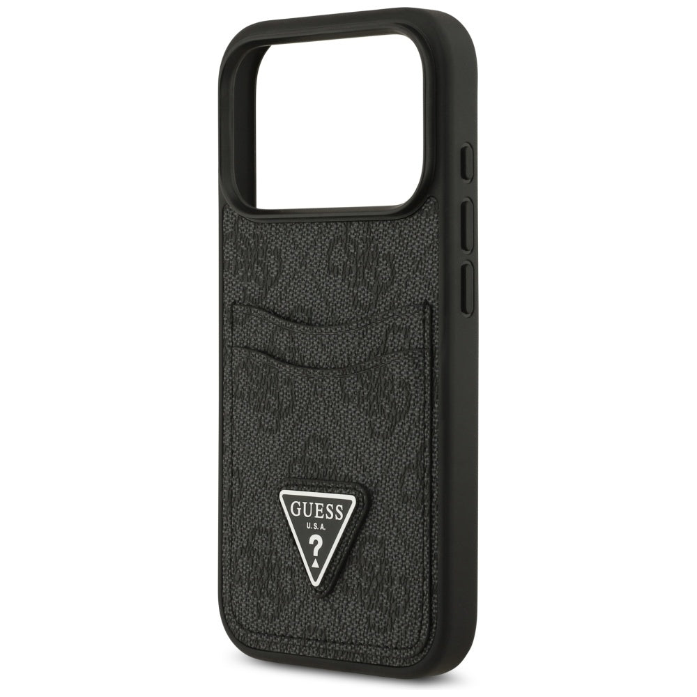 Hülle für Apple iPhone 17 Pro, Guess, 4G Double Card Triangle, Schwarz