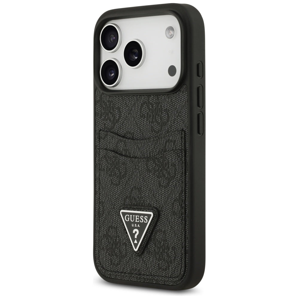Hülle für Apple iPhone 17 Pro, Guess, 4G Double Card Triangle, Schwarz