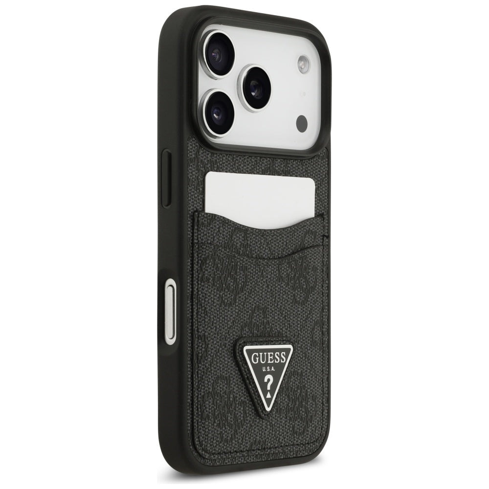 Hülle für Apple iPhone 17 Pro, Guess, 4G Double Card Triangle, Schwarz