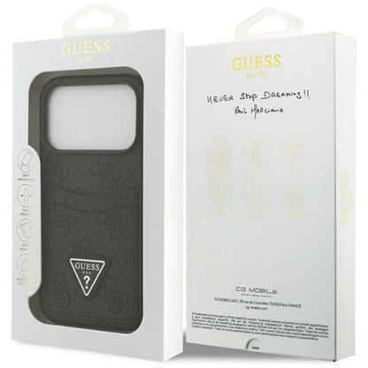 Hülle für Apple iPhone 17 Pro, Guess, 4G Double Card Triangle, Schwarz