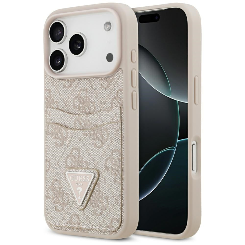 Hülle für Apple iPhone 17 Pro, Guess, 4G Double Card Triangle, Rosa