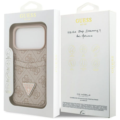 Hülle für Apple iPhone 17 Pro, Guess, 4G Double Card Triangle, Rosa