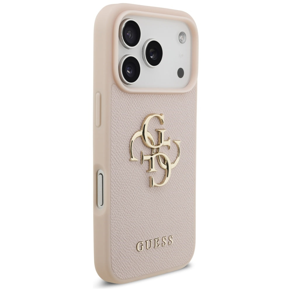 Hülle für Apple iPhone 17 Pro, Guess, 4G Grained Big and Classic Logo, Rosa
