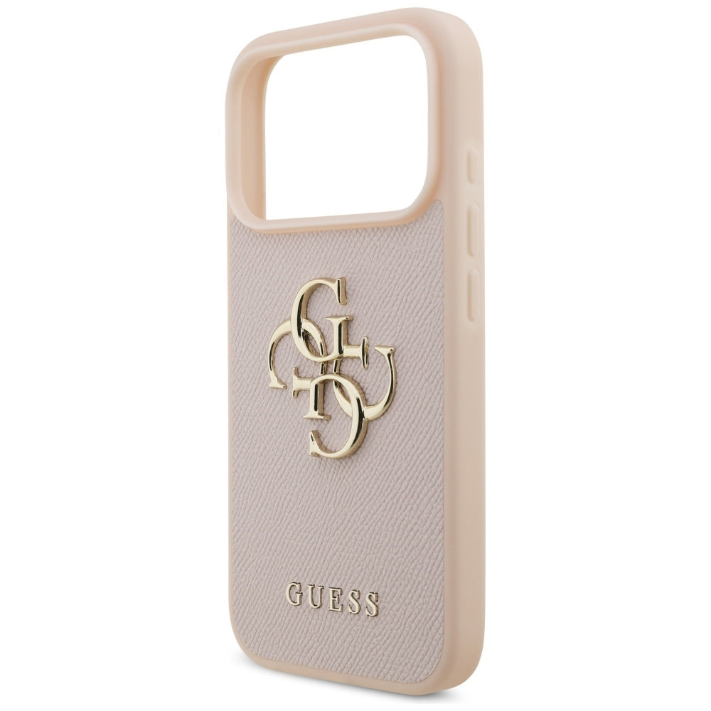 Hülle für Apple iPhone 17 Pro, Guess, 4G Grained Big and Classic Logo, Rosa