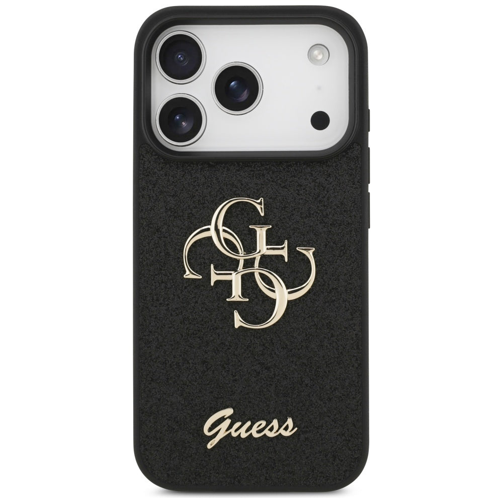 Hülle für Apple iPhone 17 Pro, Guess, Fixed Glitter Big 4G, Schwarz