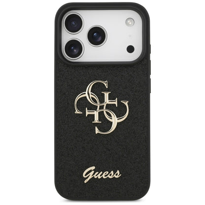 Hülle für Apple iPhone 17 Pro, Guess, Fixed Glitter Big 4G, Schwarz