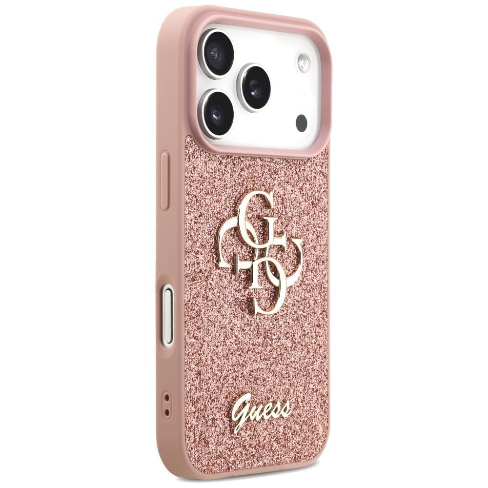 Hülle für Apple iPhone 17 Pro, Guess, Fixed Glitter Big 4G, Rosa