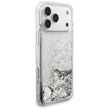 Hülle für Apple iPhone 17 Pro, Guess, Liquid Glitter Charms, Silbern