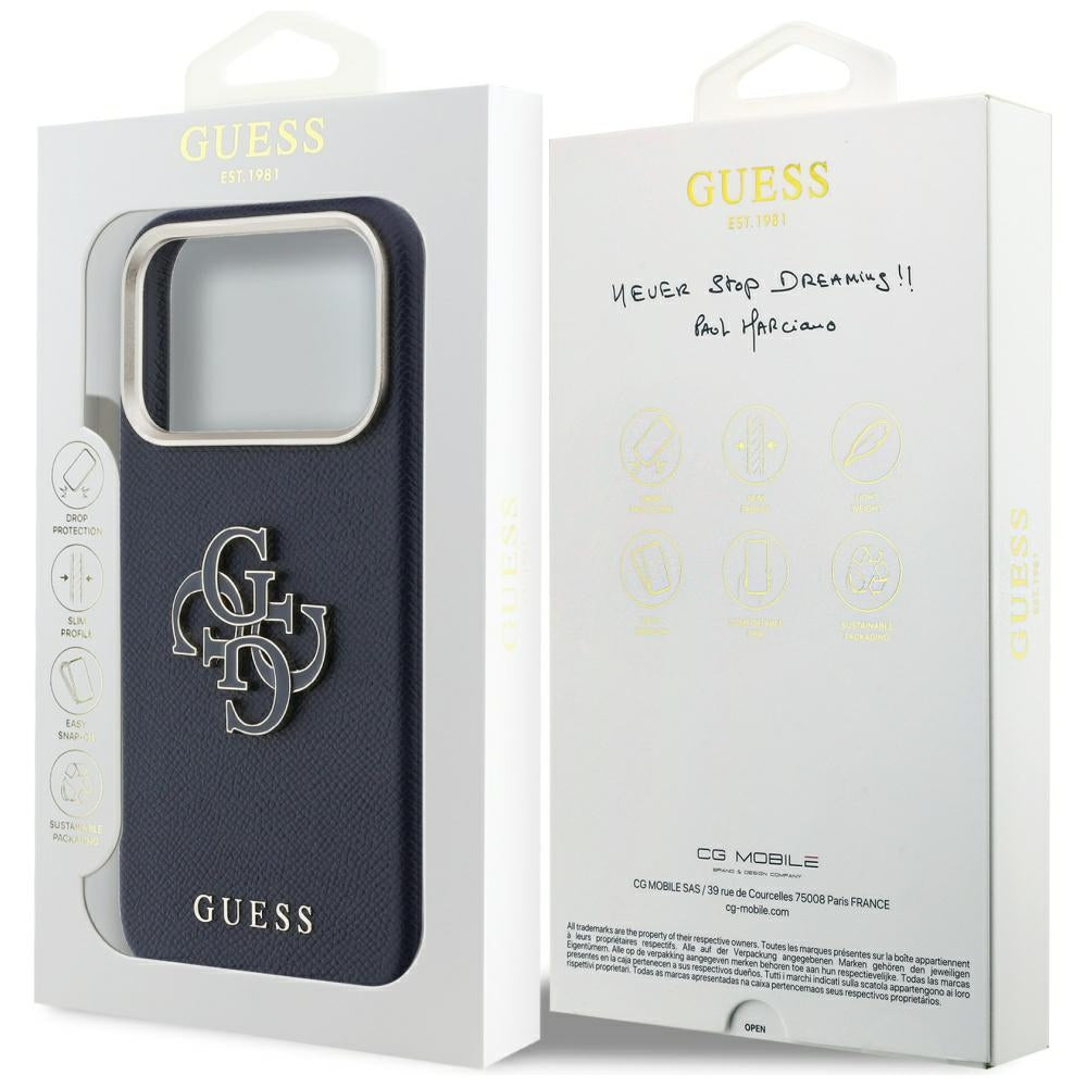 Hülle für Apple iPhone 17 Pro, Guess, Resin Logo, Blau